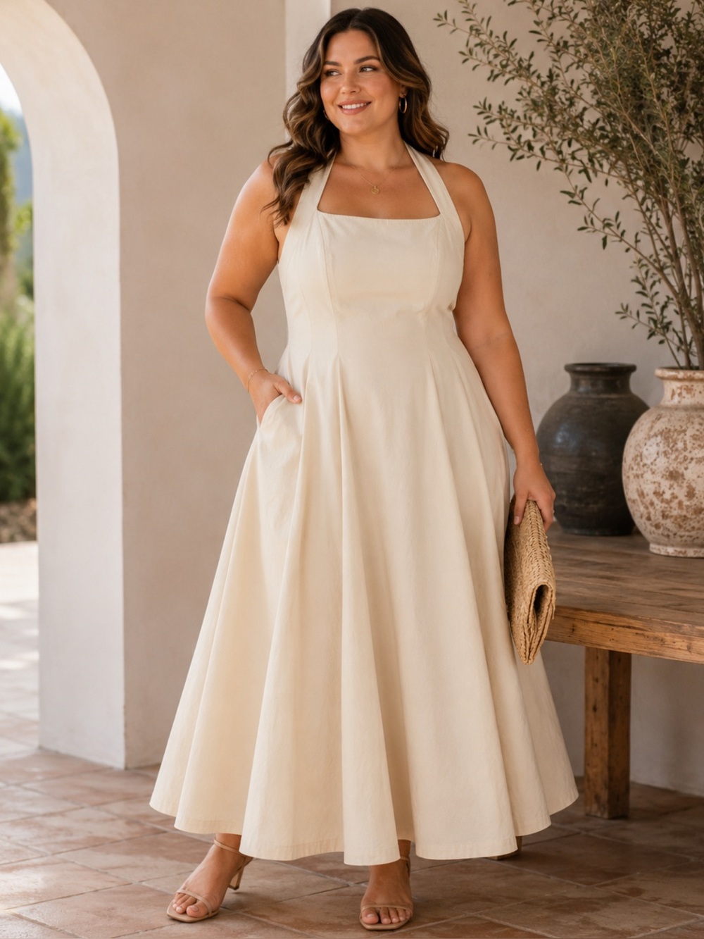 NEW DAY PLEATED ALTERED MIDI DRESS